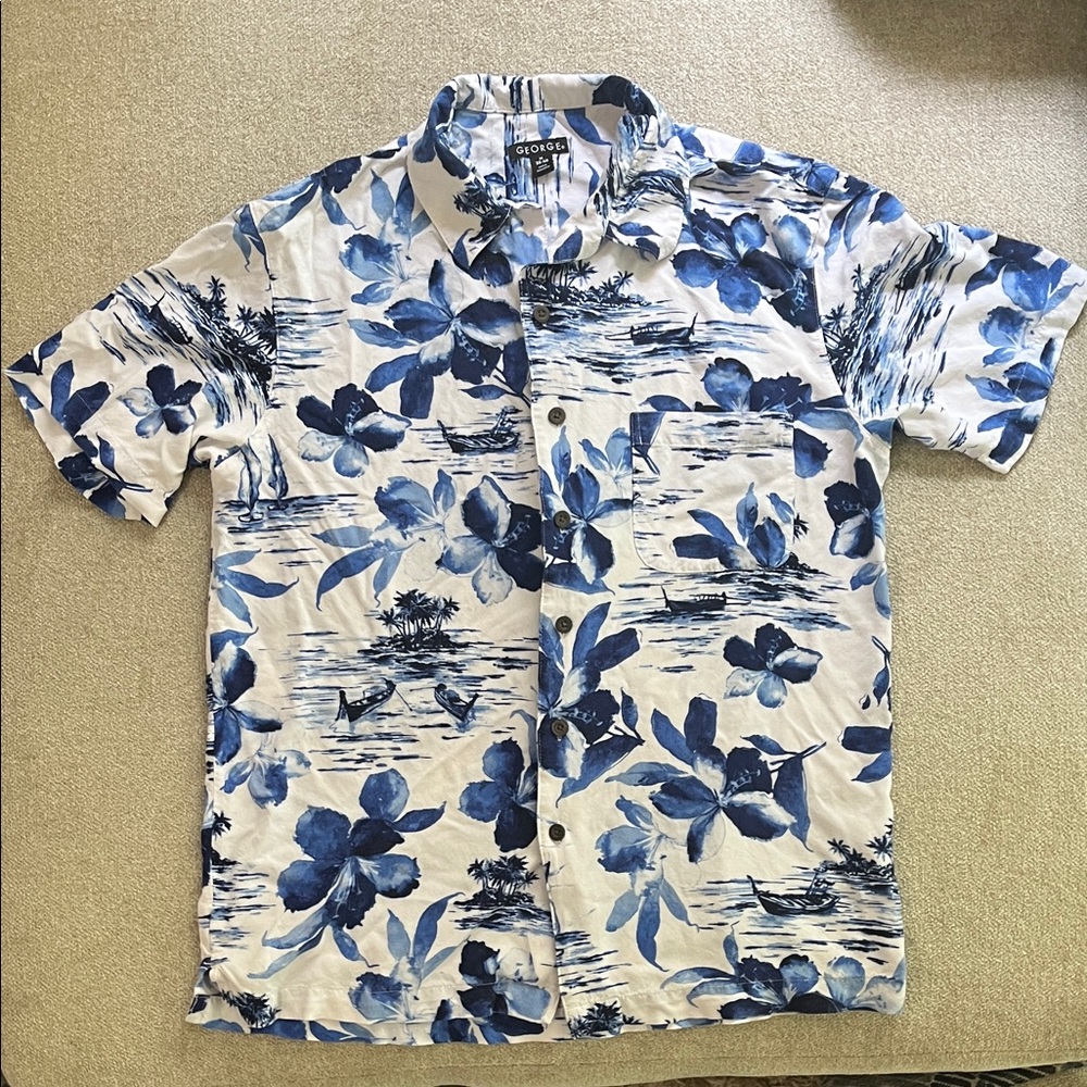 Goodfellow & Co Blue and White Floral Men's Shirt